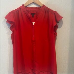 Ann Taylor Flutter Sleeve Blouse red XS NWT
